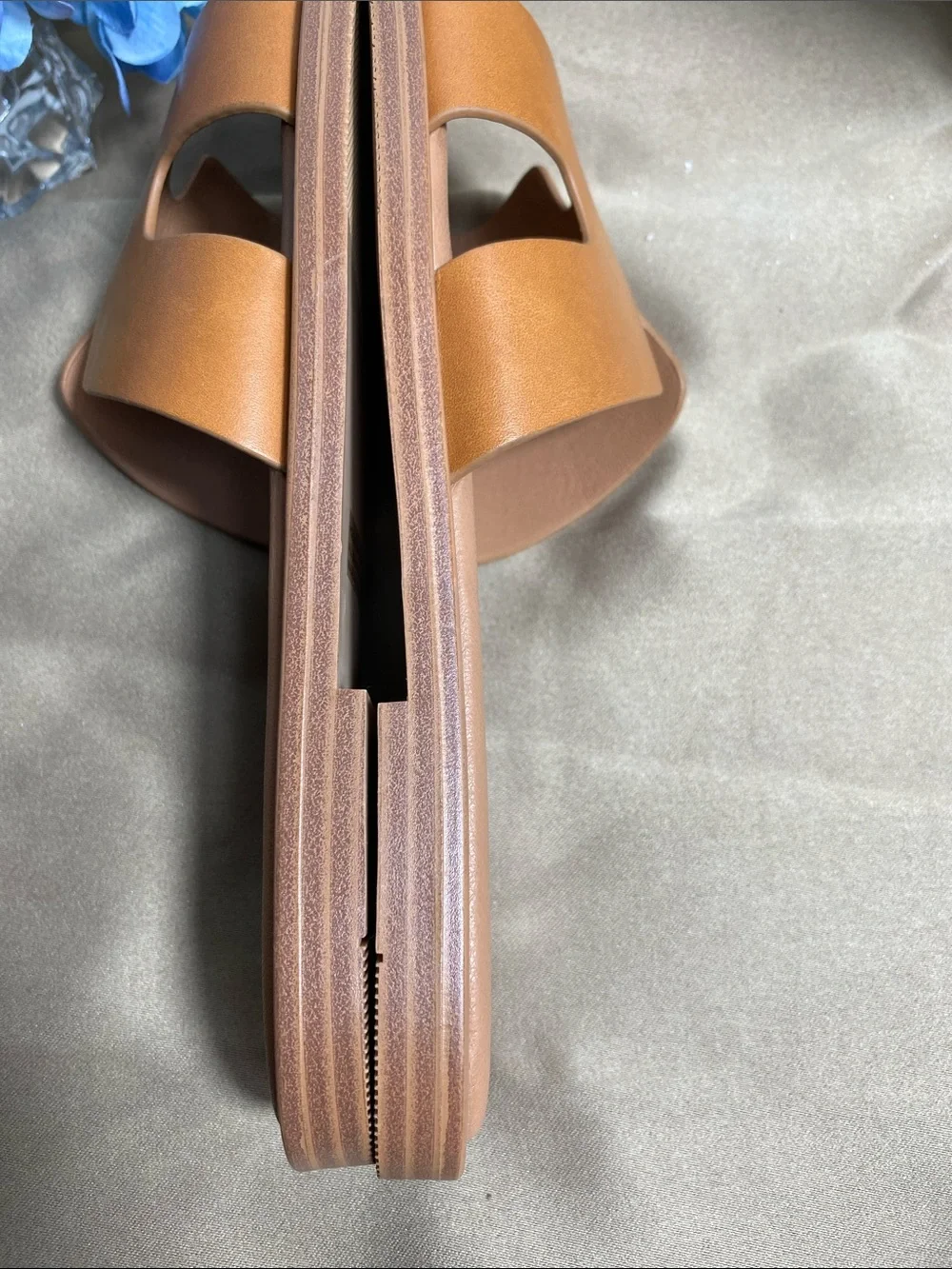 DV by Dolce Vita Cognac Brown Cutout Slide Sandals for Women Size 8